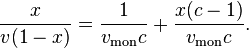 \压裂{X} {V（1-X）} = \压裂{1} {V_ \ mathrm {周一}℃} + \压裂{X（C-1）} {V_ \ mathrm {周一} C}。
