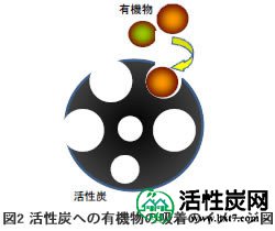 图2活性炭上<a href='http://www.hxt7.com/zhuangxiuzhishi/huanbaozhiwu/2018/1006/1' target='_blank'><u>有机物</u></a>的<a href='http://www.hxt7.com/huoxingtanzhishi/978.html' target='_blank'><u>吸附</u></a>图像